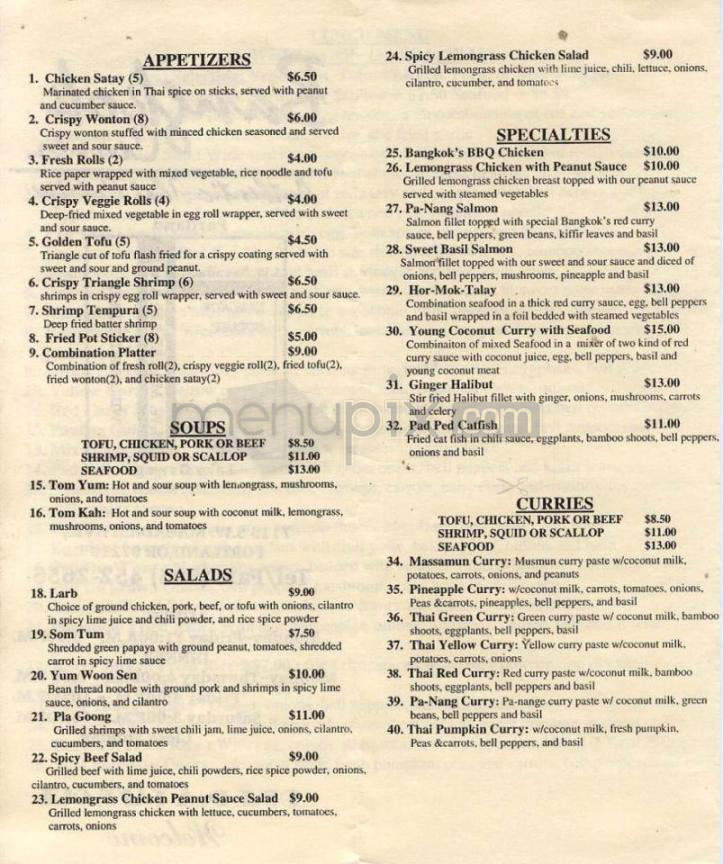 Bangkok Corner - Portland, OR menu_pic