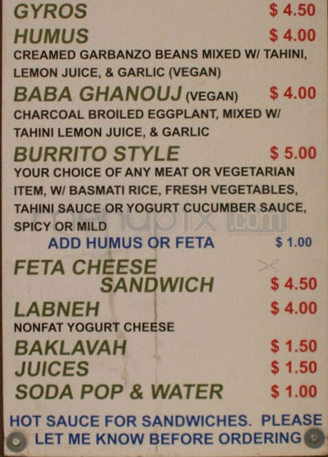 Bashas Mediterranean Cuisine - Portland, OR menu_pic