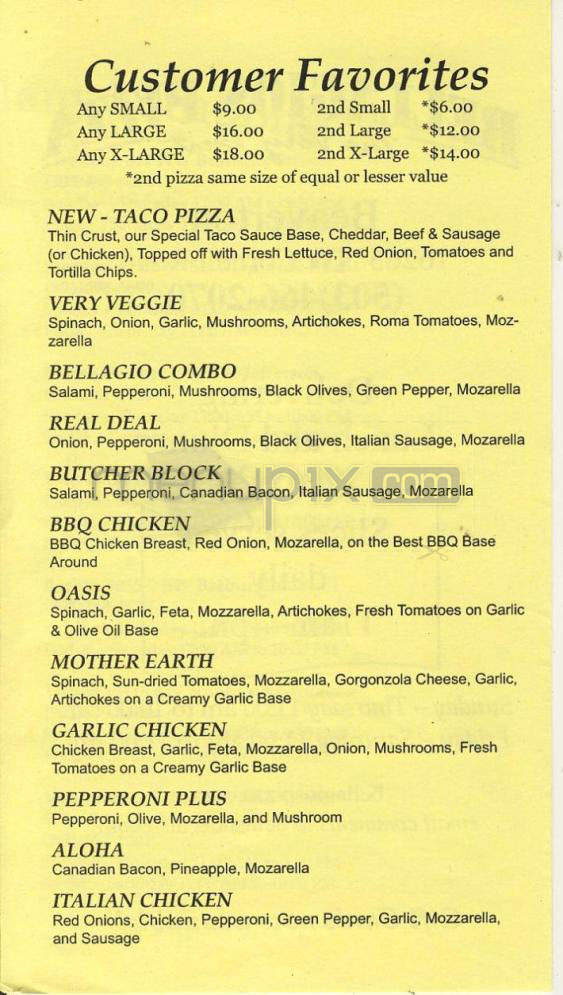 Bellagios Pizza - Beaverton, OR menu_pic