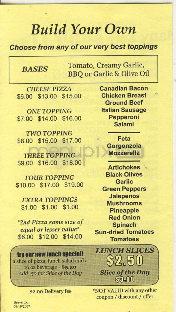 Bellagios Pizza - Beaverton, OR menu_pic