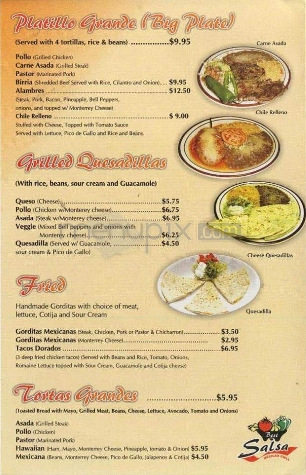 Best Salsa - Beaverton, OR menu_pic