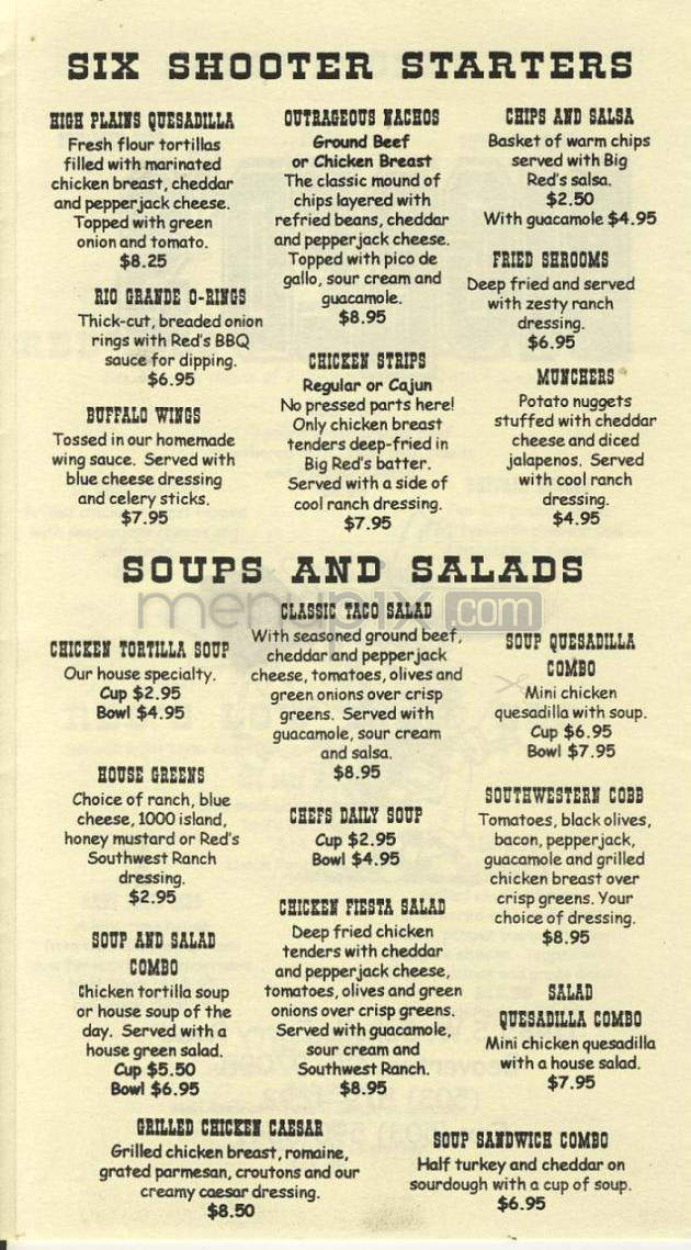 Big Red's Restaurant - Beaverton, OR menu_pic