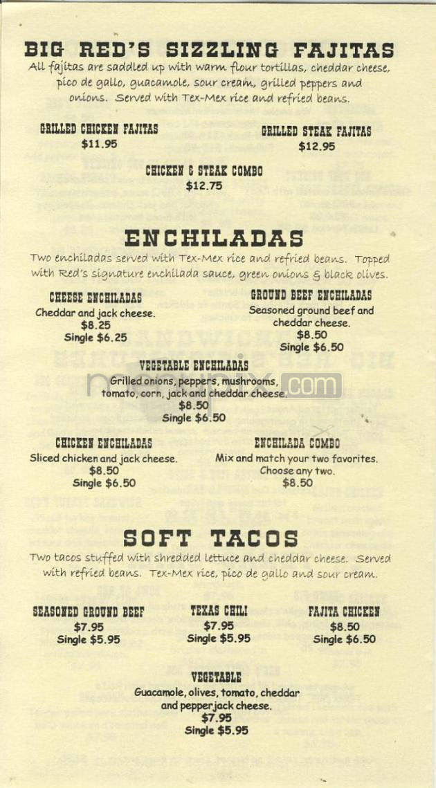 Big Red's Restaurant - Beaverton, OR menu_pic