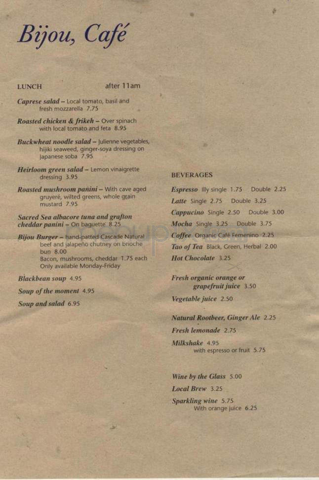 Bijou Cafe - Portland, OR menu_pic