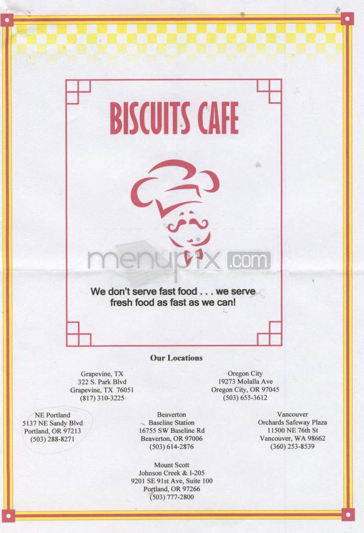 Biscuits Cafe - Portland, OR menu_pic