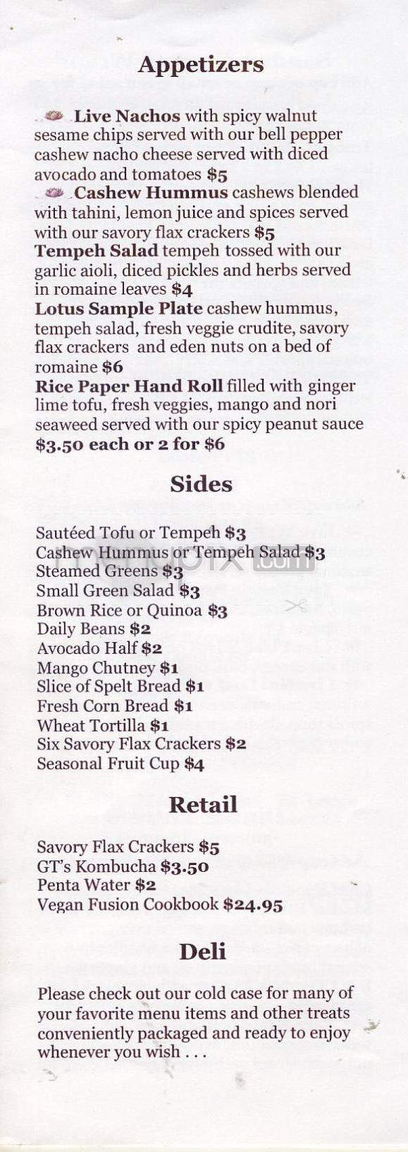 Blossoming Lotus - Portland, OR menu_pic