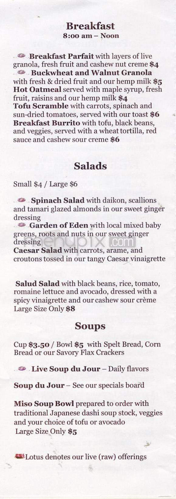 Blossoming Lotus - Portland, OR menu_pic
