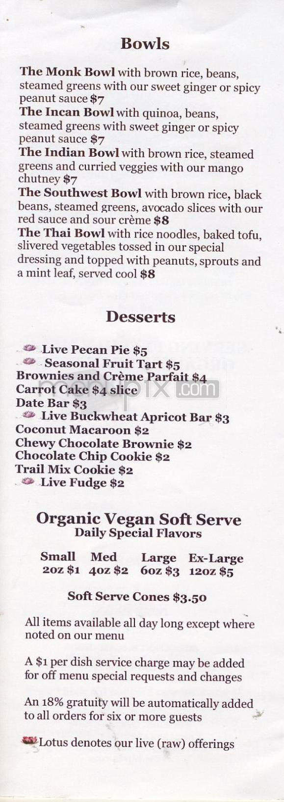 Blossoming Lotus - Portland, OR menu_pic