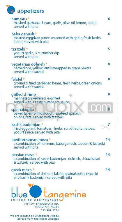 Blue Tangerine - Tigard, OR menu_pic