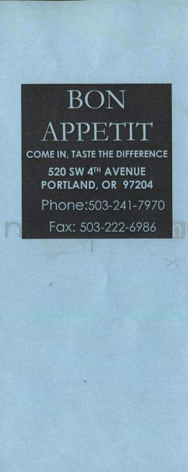 Bon Appetit - Portland, OR menu_pic
