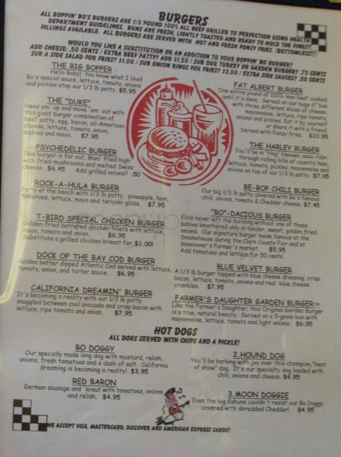 Boppin Bo's Malt Shop & Grill - Vancouver, WA menu_pic