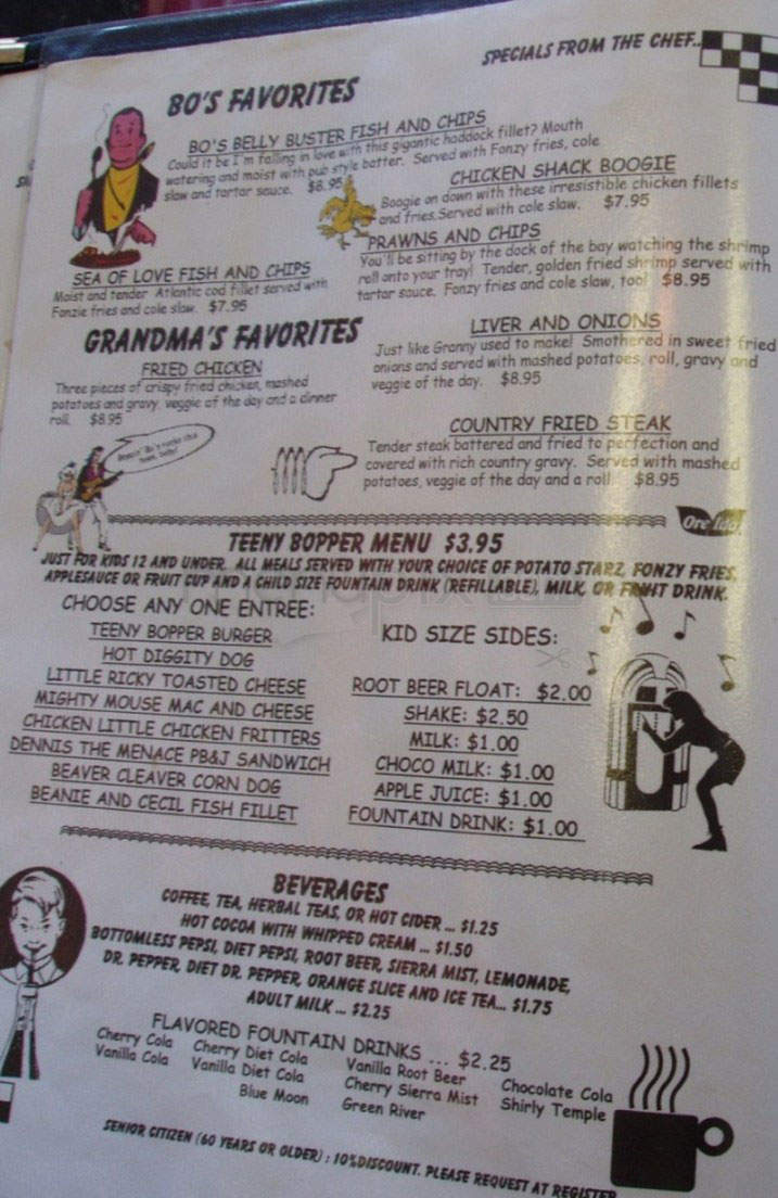Boppin Bo's Malt Shop & Grill - Vancouver, WA menu_pic