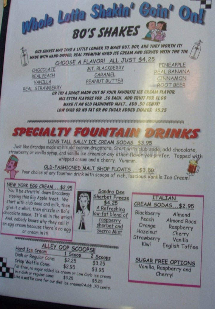 Boppin Bo's Malt Shop & Grill - Vancouver, WA menu_pic