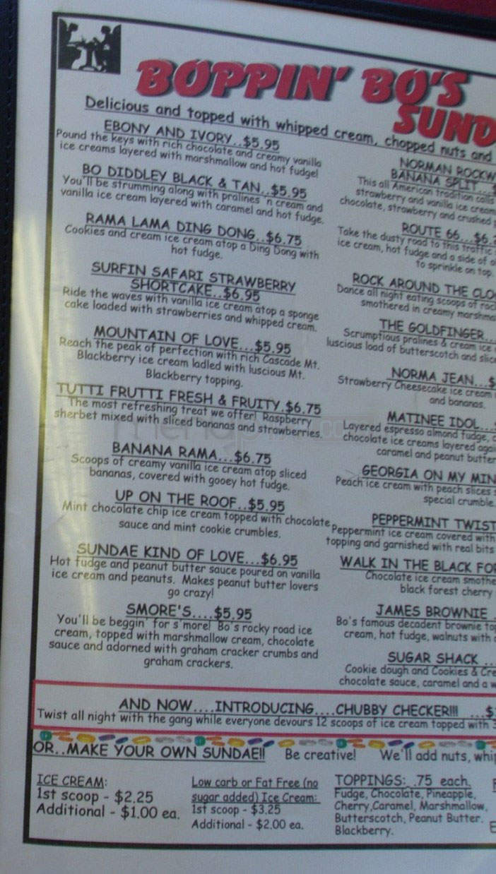 Boppin Bo's Malt Shop & Grill - Vancouver, WA menu_pic