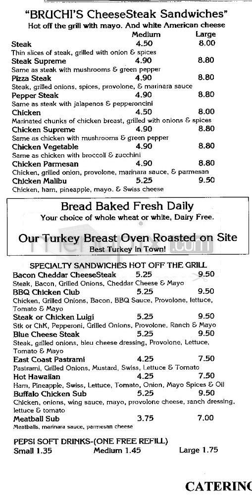 Bruchi's Cheesesteaks & Subs - Portland, OR menu_pic