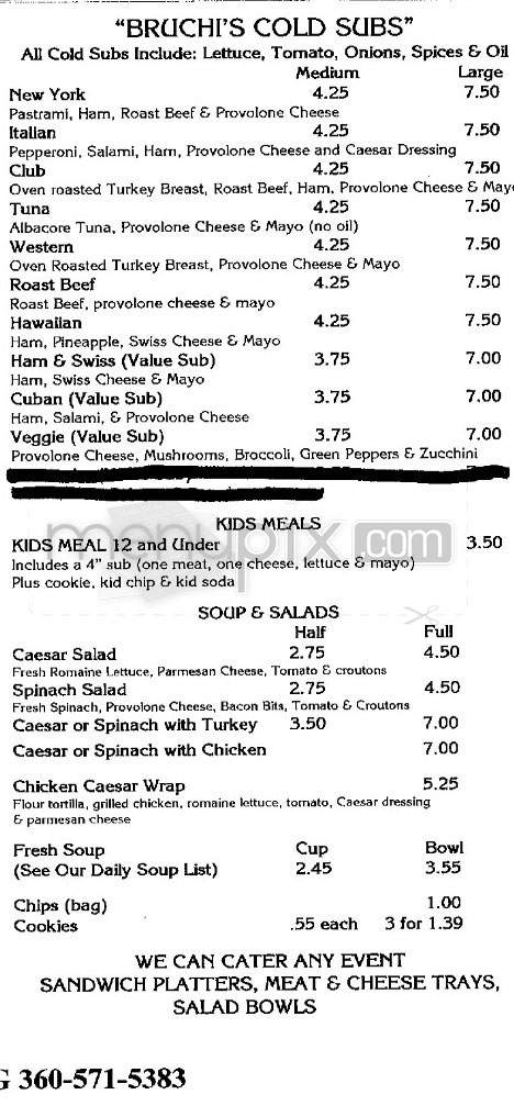Bruchi's Cheesesteaks & Subs - Portland, OR menu_pic