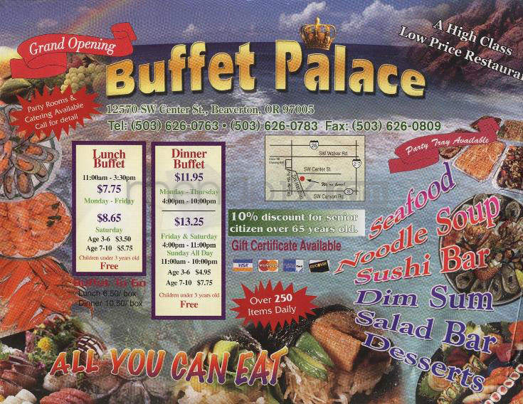 Buffet Palace - Beaverton, OR menu_pic
