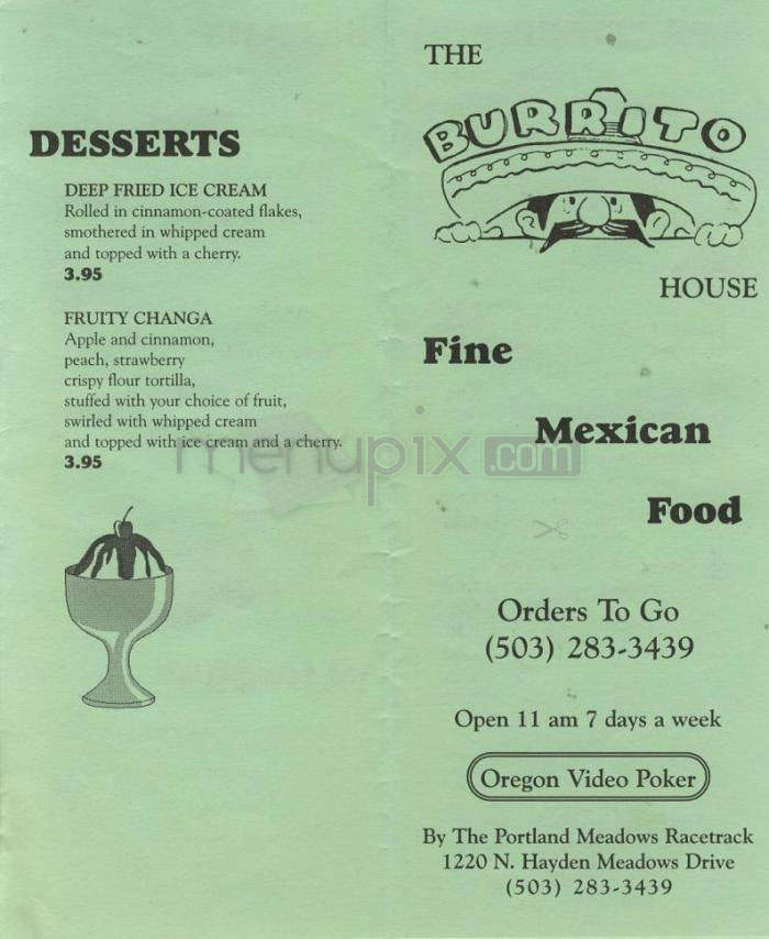 Burrito House - Portland, OR menu_pic