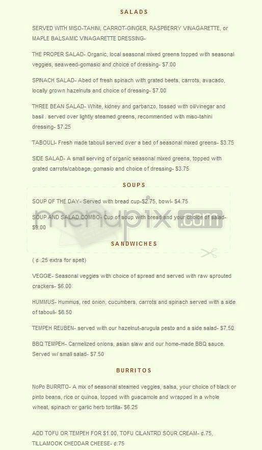 Proper Eats - Portland, OR menu_pic