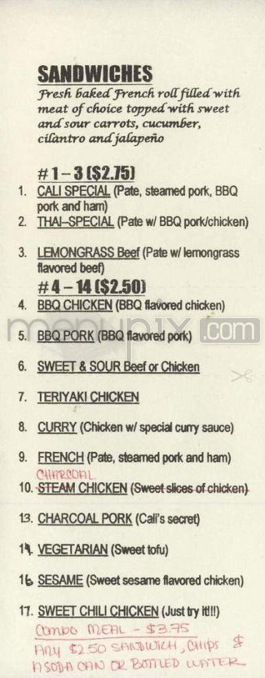 Cali Sandwiches - Portland, OR menu_pic