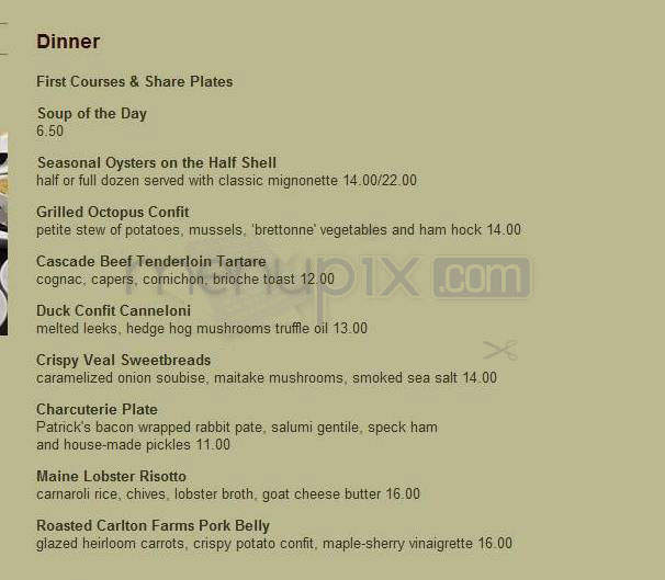 Carlyle Restaurant - Portland, OR menu_pic