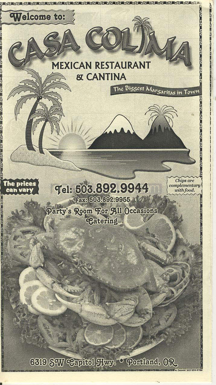 Casa Colima Mexican Restaurant & Cantina - Portland, OR menu_pic