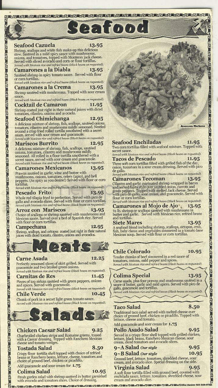 Casa Colima Mexican Restaurant & Cantina - Portland, OR menu_pic