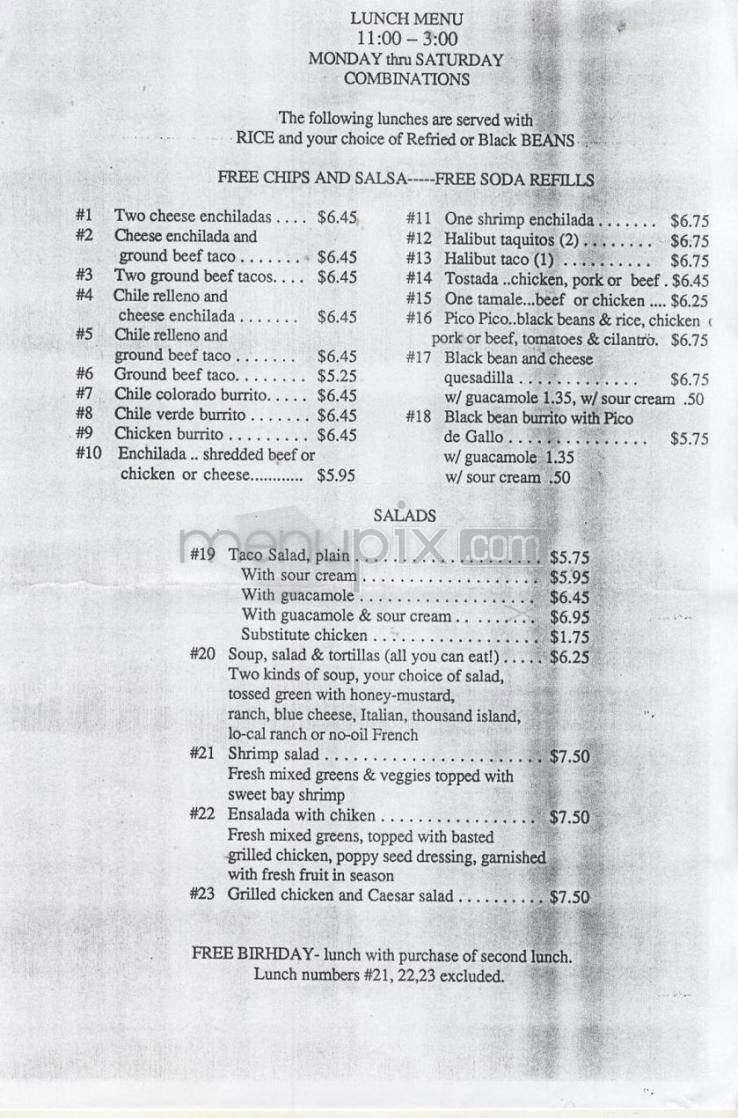 Casa Grande - Vancouver, WA menu_pic