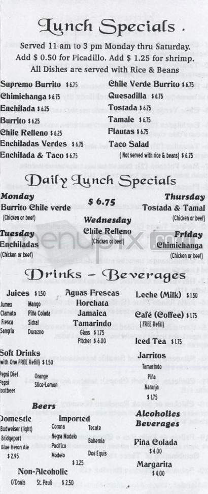 Catalina's Mexican Restaurant - Portland, OR menu_pic