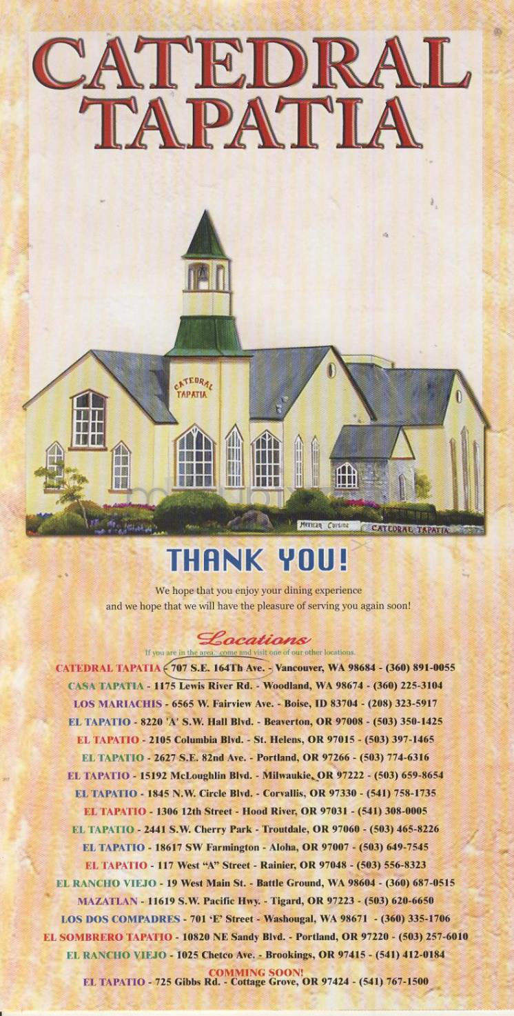 Catedral Tapatia - Vancouver, WA menu_pic