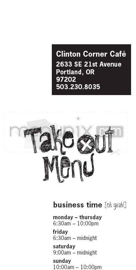 Clinton Corner Cafe - Portland, OR menu_pic