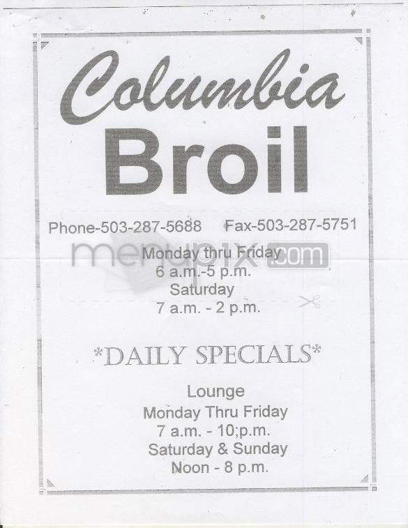 Columbia Broil - Portland, OR menu_pic