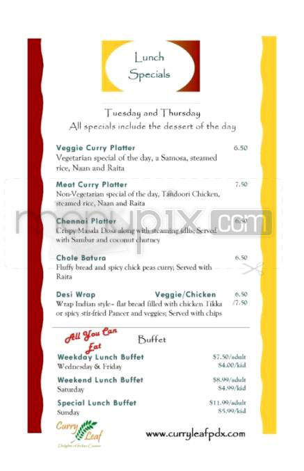 Curryleaf - Portland, OR menu_pic