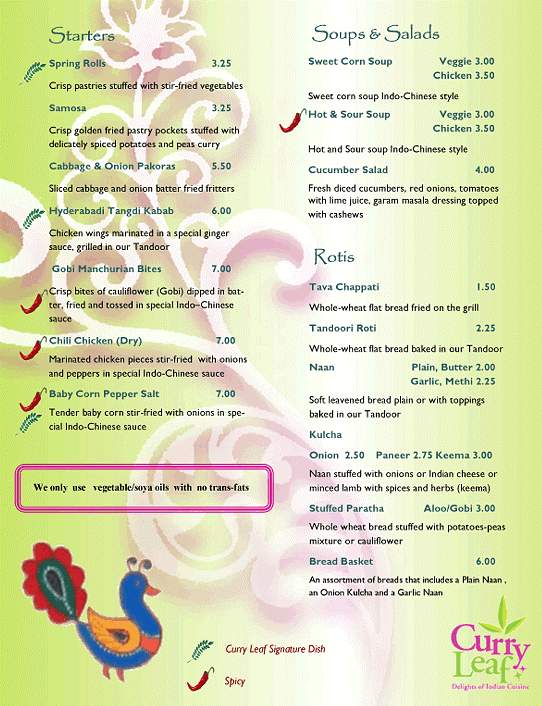 Curryleaf - Portland, OR menu_pic