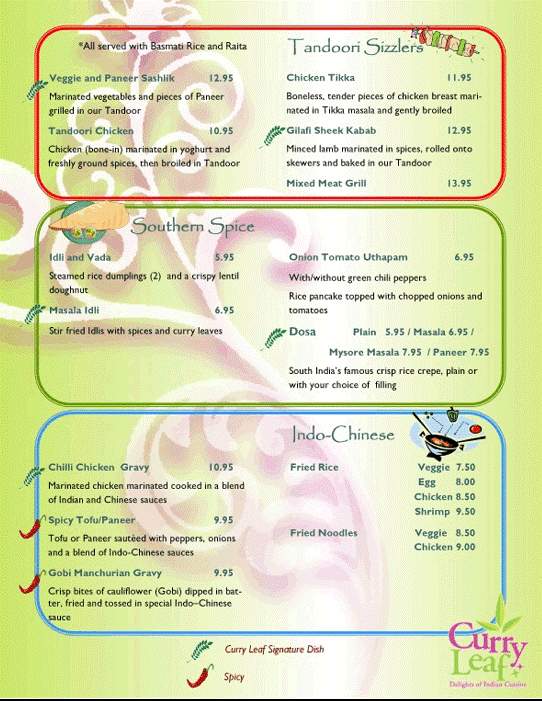 Curryleaf - Portland, OR menu_pic