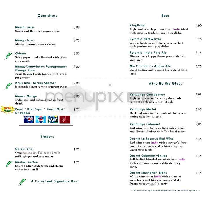 Curryleaf - Portland, OR menu_pic