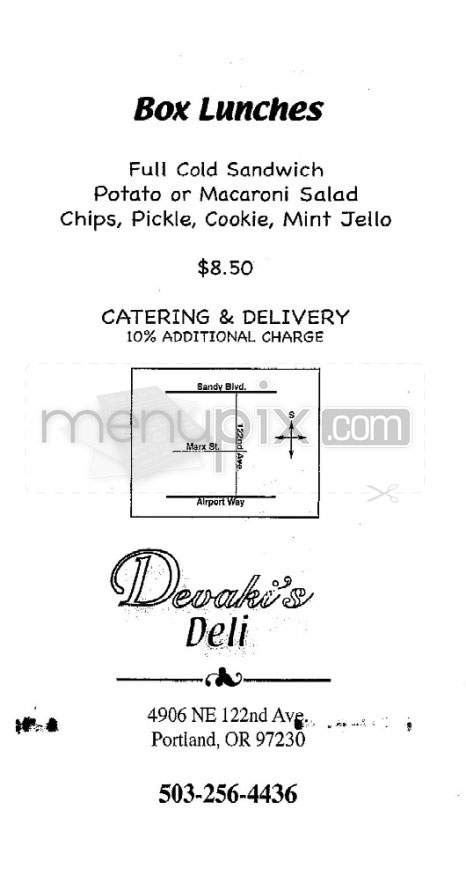 Devaki's Deli - Portland, OR menu_pic