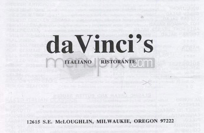 Da Vinci's Italiano Ristorante - Milwaukie, OR menu_pic