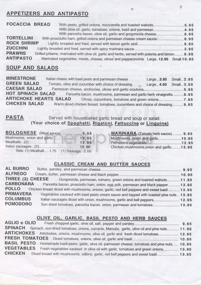 Da Vinci's Italiano Ristorante - Milwaukie, OR menu_pic