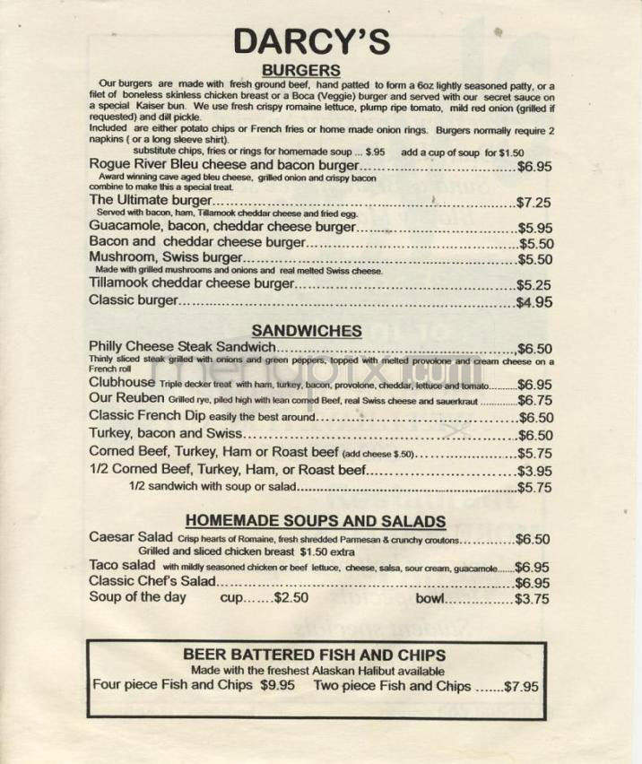 Darcy's Restaurant & Bar - Portland, OR menu_pic
