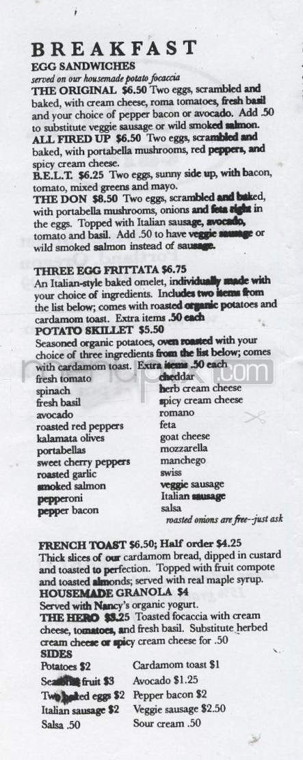 Detour Cafe - Portland, OR menu_pic