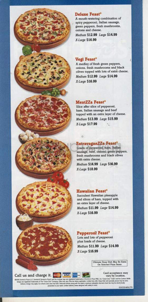 Online Menu Of Domino S Pizza Woodsfield Oh