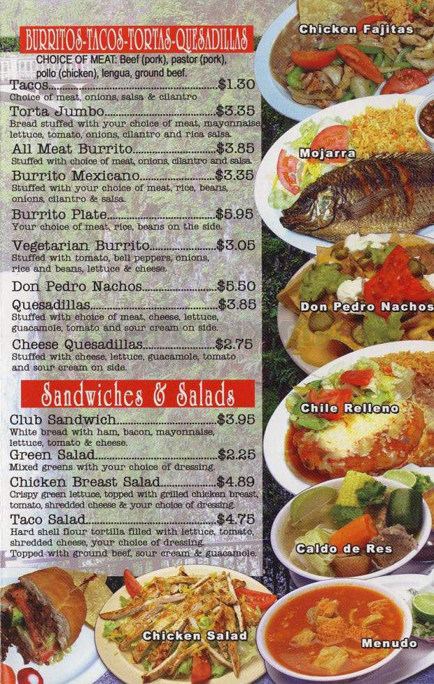 Don Pedro Mexican Restaurant - Portland, OR menu_pic