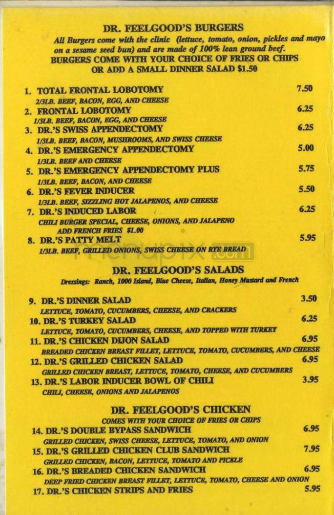 Dr. Feelgood's - Portland, OR menu_pic