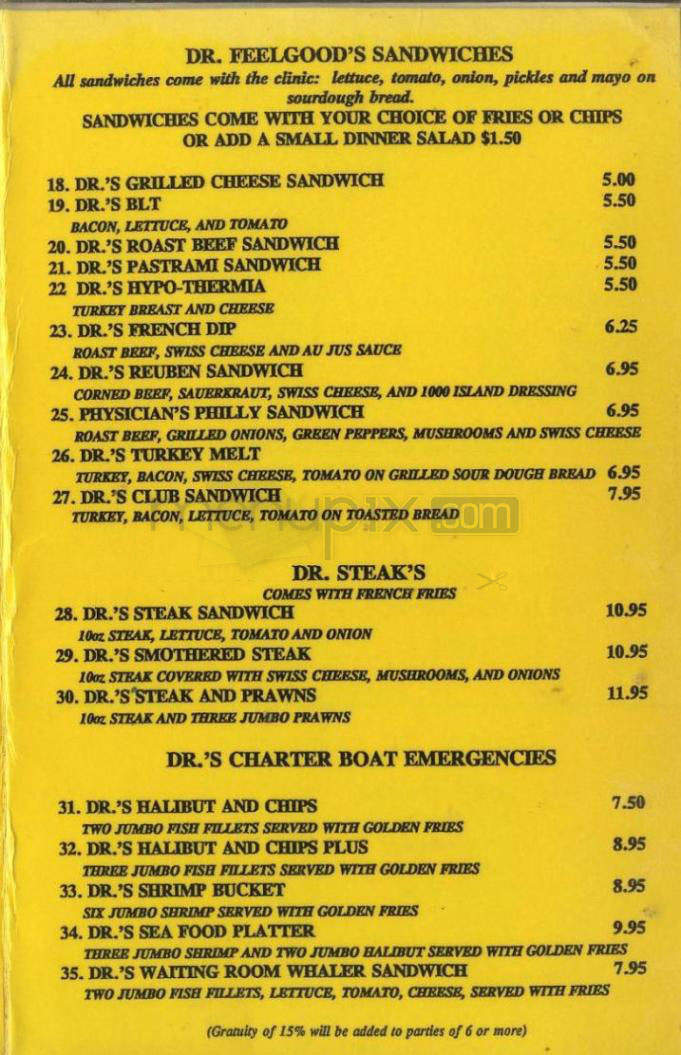 Dr. Feelgood's - Portland, OR menu_pic