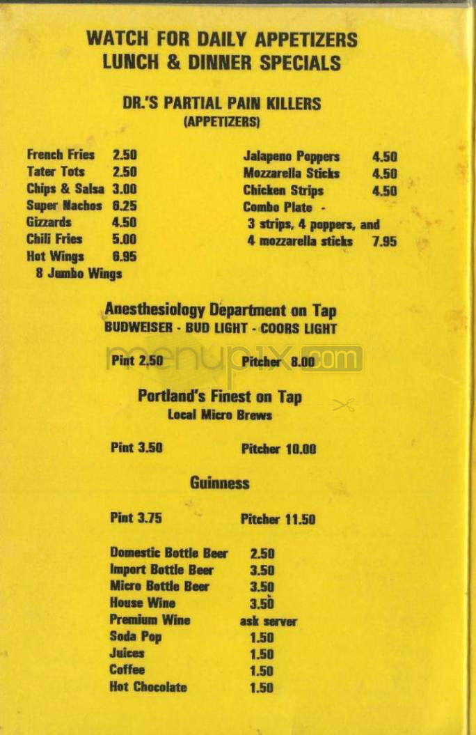 Dr. Feelgood's - Portland, OR menu_pic