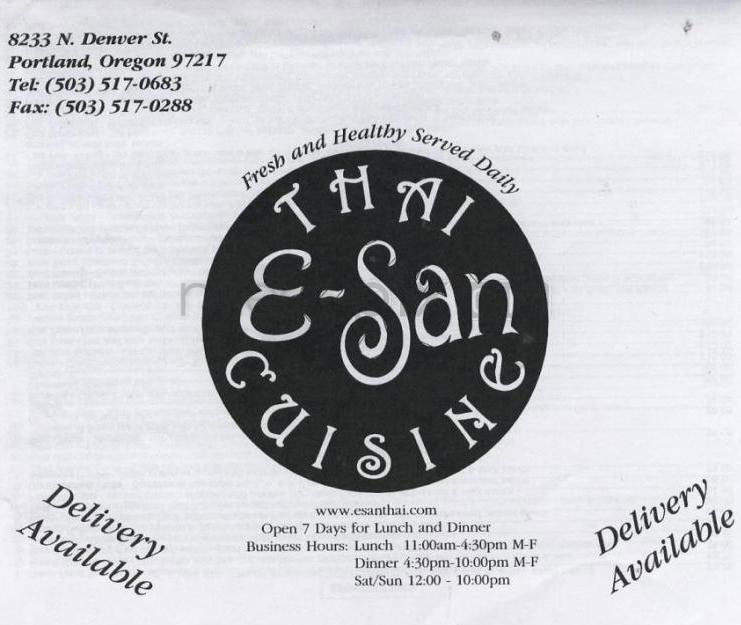 E-San Thai Cuisine - Portland, OR menu_pic