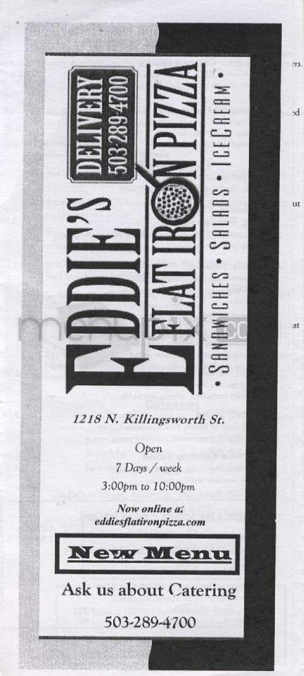 Eddie's Pizza - Portland, OR menu_pic