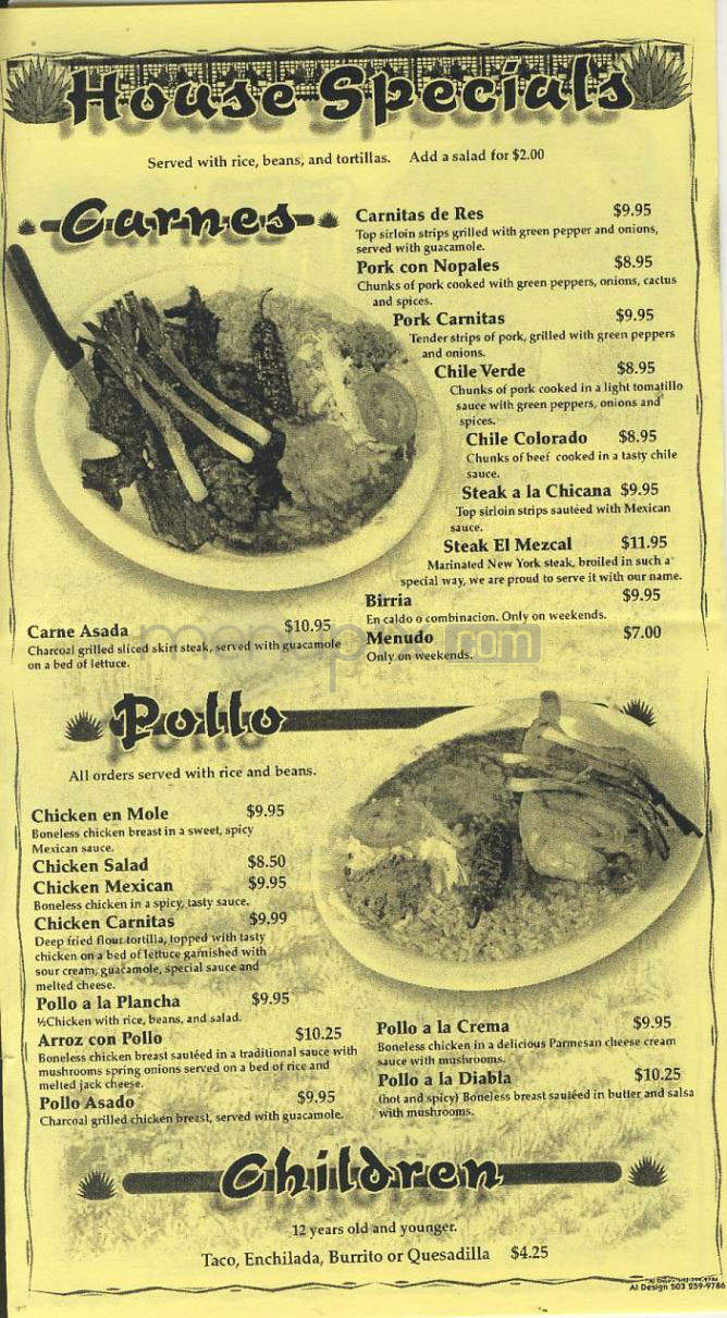 El Mezcal - Portland, OR menu_pic