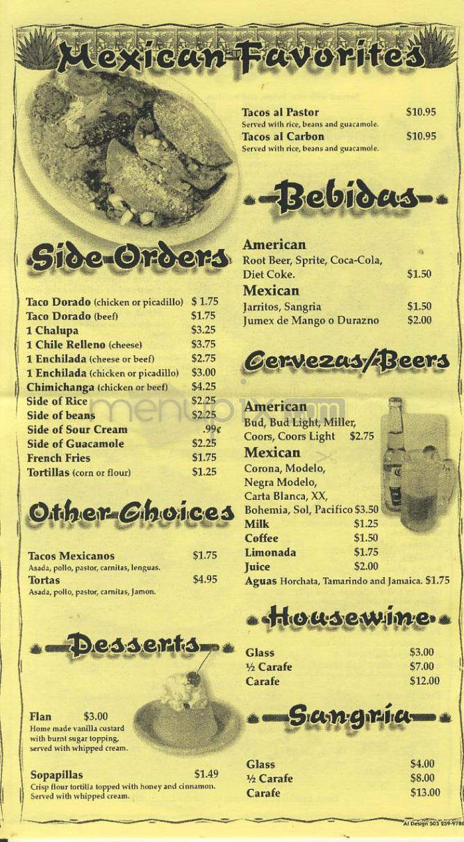 El Mezcal - Portland, OR menu_pic